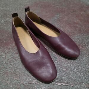 EVERLANE Women The Day Glove Flat Shoe US 7.5 M Bordeaux quiet Italian leather